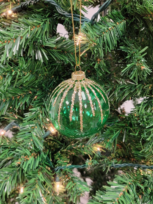 Green Glittered Ball Glass Christmas Ornament F07M7-7-LH76-23229