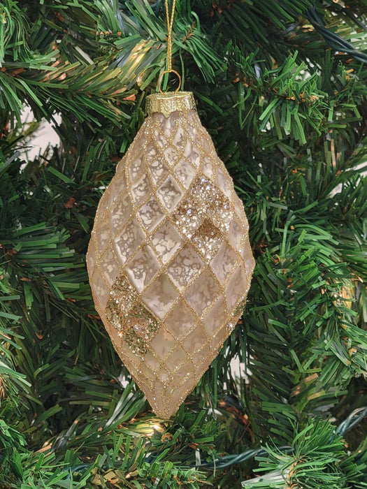 Gold Teardrop-Shaped Glass Christmas Ornament F07M7-3-LH76-23030