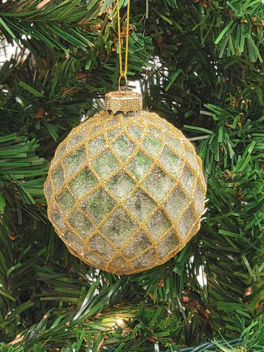 Gold Quilted Ball Glass Christmas Ornament F07M7-12-LH76-23122