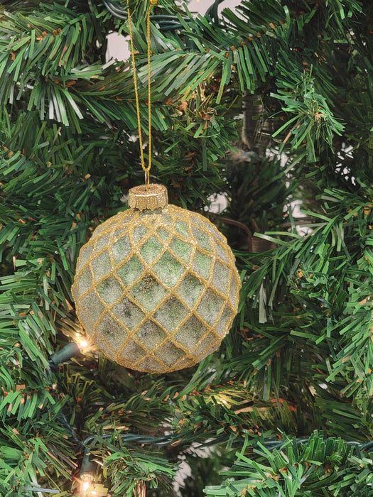 Gold Quilted Ball Glass Christmas Ornament F07M7-12-LH76-23122