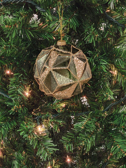 Gold Hexagon-Shaped Ball Glass Christmas Ornament F07M7-37-LH76-23092