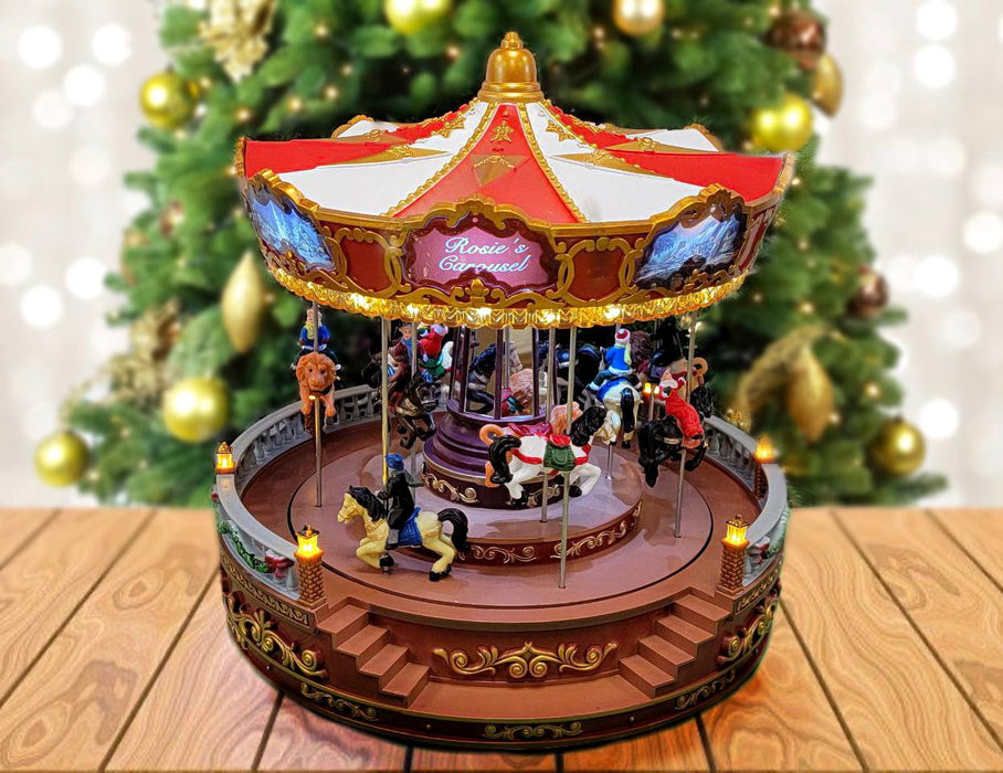 Christmas Carousel Decoration. Animated Christmas Village F07M4-9-W271