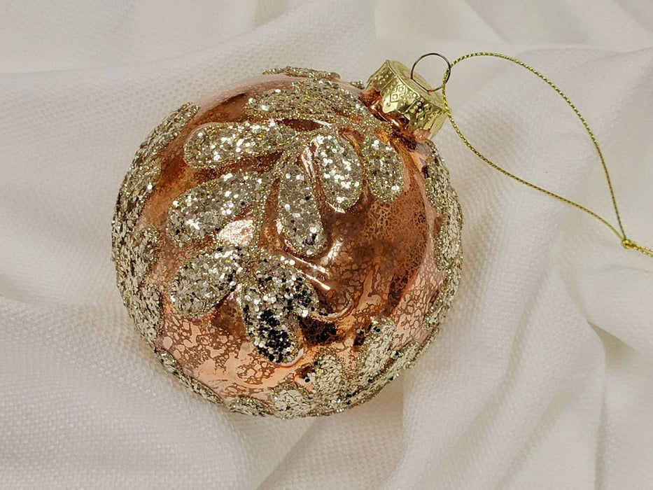 Copper Leaf Glass Ball Christmas Ornament F07M7-27(LH76-23038)