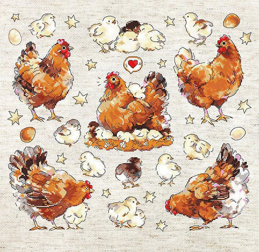 Pied Hens L8819 Counted Cross Stitch Kit - Wizardi