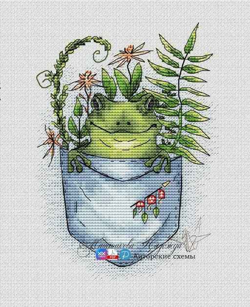 Pocket. Frog - PDF Cross Stitch Pattern - Wizardi