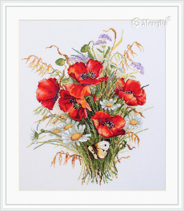 Poppies and Oats K-128 Counted Cross-Stitch Kit - Wizardi