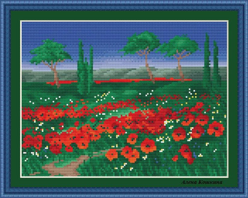 Poppy Fields - PDF Cross Stitch Pattern - Wizardi