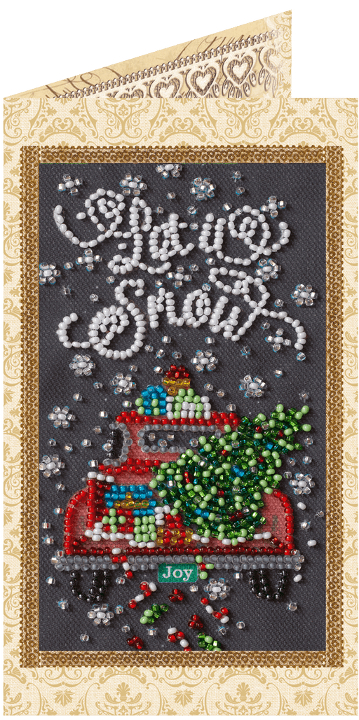 Postcard cross-stitch kit - Snow holiday AO-152 - Wizardi