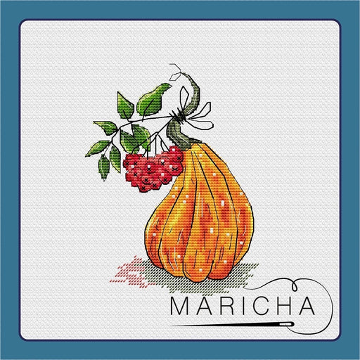 Pumpkin with rowan - PDF Cross Stitch Pattern - Wizardi