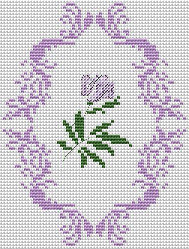 Purple Flower - PDF Free Cross Stitch Pattern - Wizardi