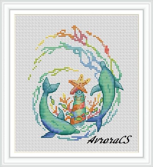 Rainbow Sea - PDF Cross Stitch Pattern - Wizardi