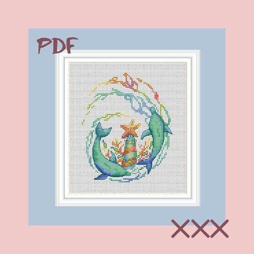 Rainbow Sea - PDF Cross Stitch Pattern - Wizardi