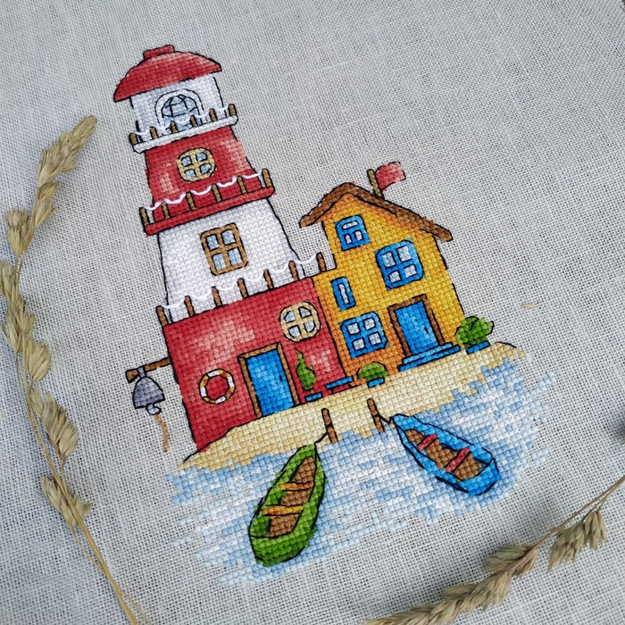 Red lighthouse - PDF Cross Stitch Pattern - Wizardi