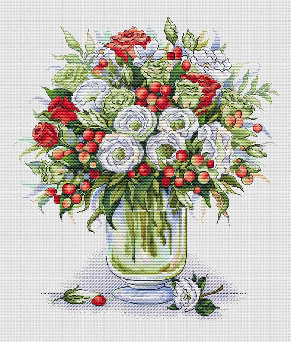 Scarlet bouquet - PDF Cross Stitch Pattern