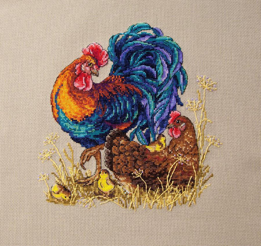Rooster & Hen K-61 Counted Cross-Stitch Kit - Wizardi
