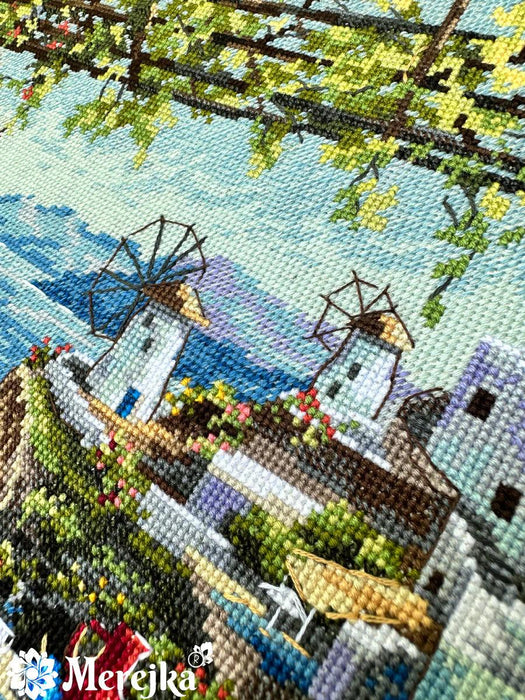 Santorini. View from Terrace K-230 Counted Cross-Stitch Kit - Wizardi