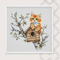 Cat on a Branch - PDF Cross Stitch Pattern