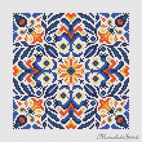 Floral Tile - PDF Cross Stitch Pattern