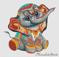 Blue Elephant - PDF Cross Stitch Pattern