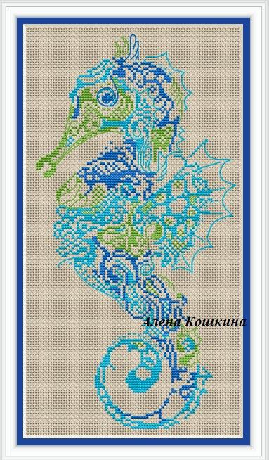 Seahorse - PDF Cross Stitch Pattern - Wizardi