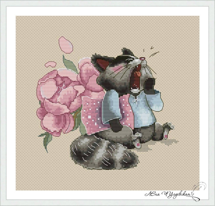 Sleepy Raccoon - PDF Cross Stitch Pattern - Wizardi