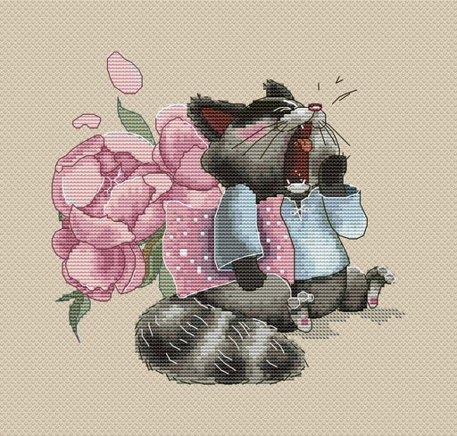 Sleepy Raccoon - PDF Cross Stitch Pattern - Wizardi