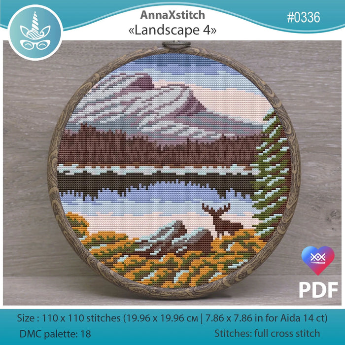 Round Landscapes. Landscape 4 - PDF Cross Stitch Pattern