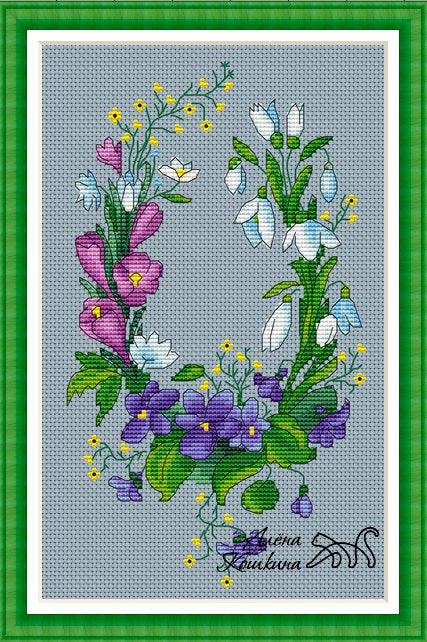 Spring Horseshoe - PDF Cross Stitch Pattern - Wizardi