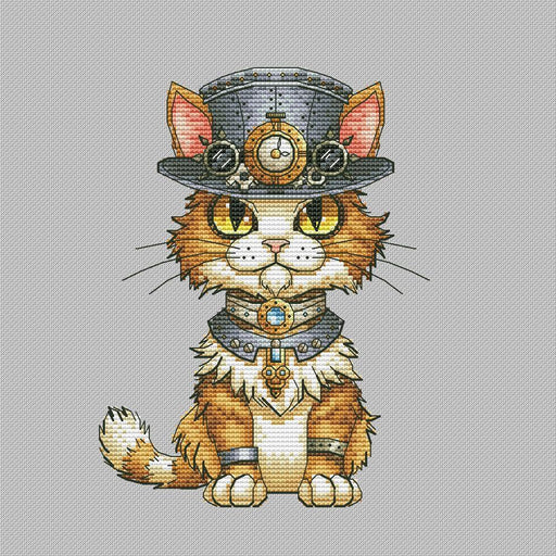Steampunk Cat - PDF Cross Stitch Pattern - Wizardi