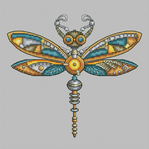 Steampunk Dragonfly - PDF Cross Stitch Pattern - Wizardi
