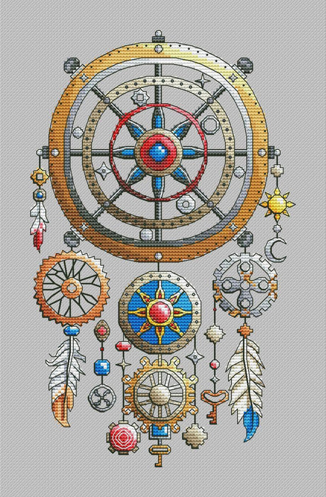Steampunk Dreamcatcher - PDF Cross Stitch Pattern - Wizardi