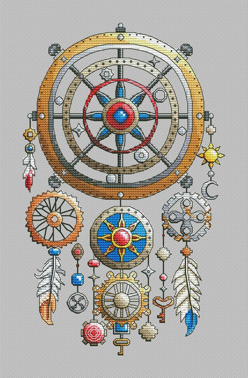 Steampunk Dreamcatcher - PDF Cross Stitch Pattern - Wizardi