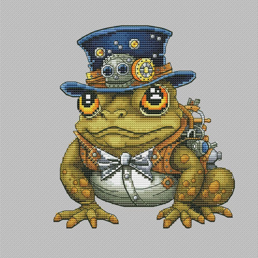 Steampunk Frog - PDF Cross Stitch Pattern - Wizardi