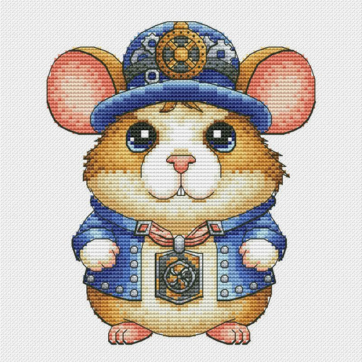 Steampunk Hamster - PDF Cross Stitch Pattern - Wizardi