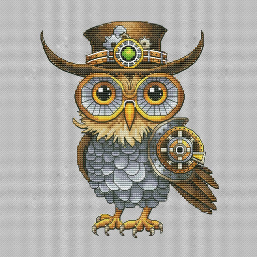 Steampunk Owl - PDF Cross Stitch Pattern - Wizardi