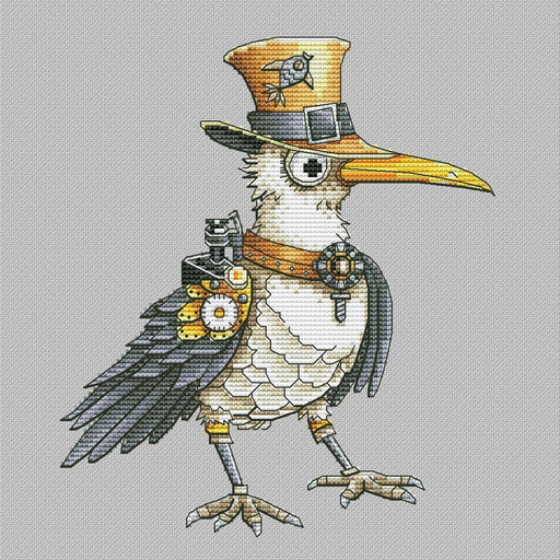 Steampunk Seagull - PDF Cross Stitch Pattern - Wizardi