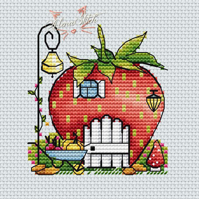 Strawberry - PDF Cross Stitch Pattern - Wizardi
