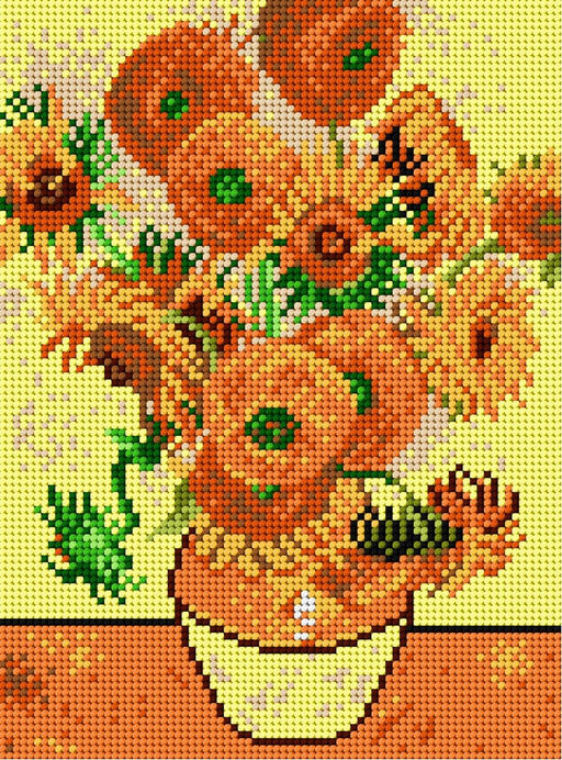 Sunflowers 1814F Needlepoint canvas for halfstitch without yarn - Wizardi