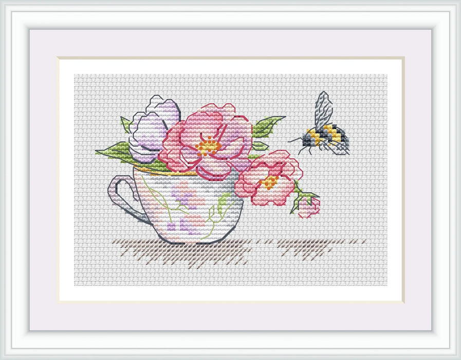 Rosehip and Bumblebee - PDF Cross Stitch Pattern