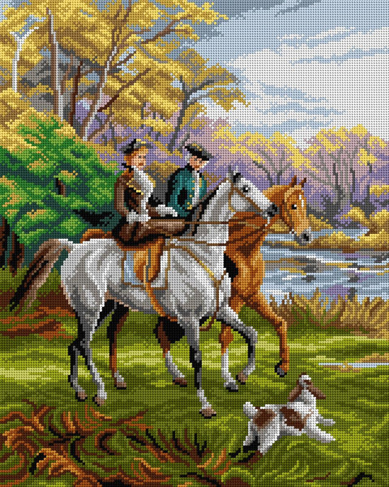 The Morning Ride 3041M Needlepoint canvas for halfstitch without yarn - Wizardi