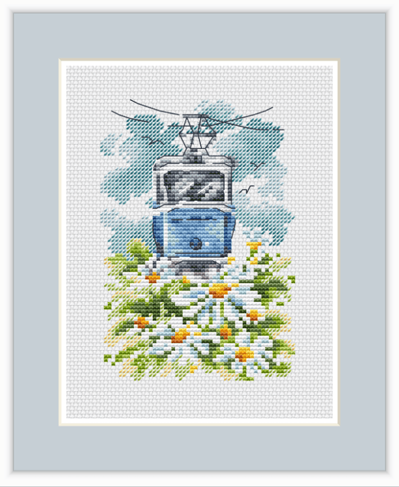 Tram - Summer - PDF Cross Stitch Pattern - Wizardi