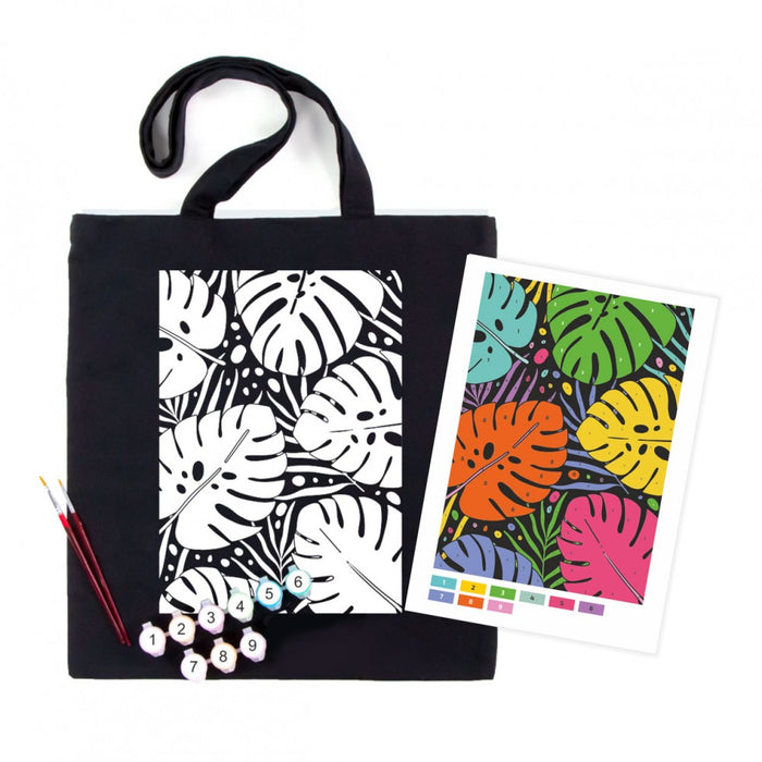 Rosa Talent Tropical Leaves - Black Shopper Coloring Kit. Ecobag Painting Kit, Cotton 0.03 lb/in2, 14.96*16.54 inches