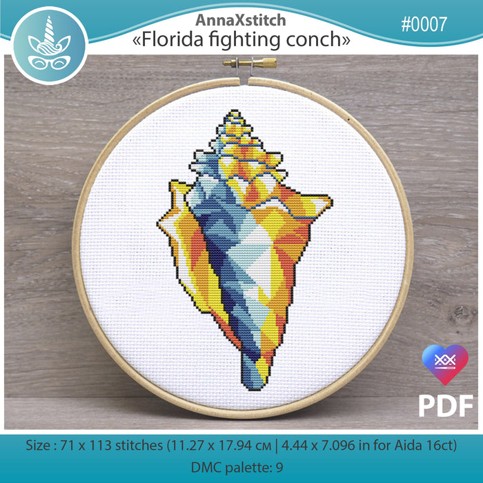 Florida fighting conch - PDF Cross Stitch Pattern