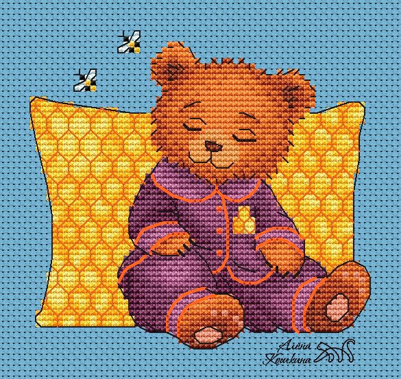 Sleeping little bear - PDF Cross Stitch Pattern