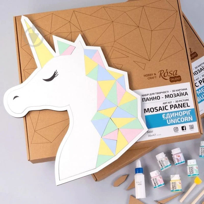 Rosa Talent Unicorn 2 - Painting Your Puzzle Art Kit. MDF Mosaic Panel. 14.17*18.5 inches.