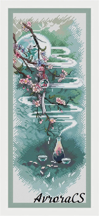 Lunar Sake - PDF Cross Stitch Pattern