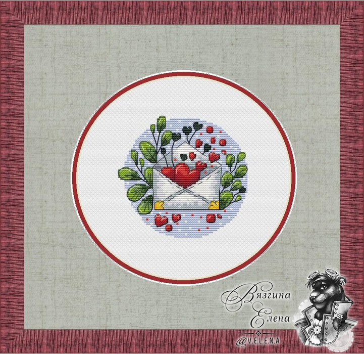 Letter and hearts - PDF Cross Stitch Pattern