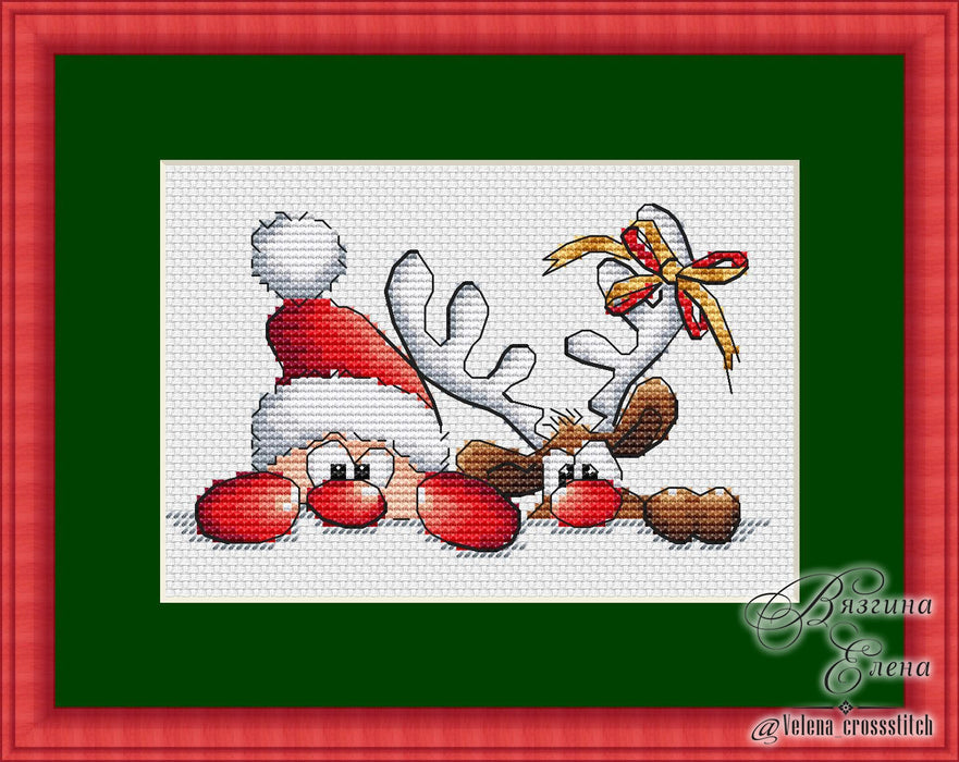 Santa and Reindeer - Free PDF Cross Stitch Pattern