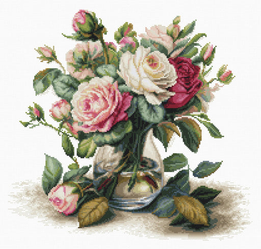 Vase with Roses B7026L Counted Cross-Stitch Kit - Wizardi