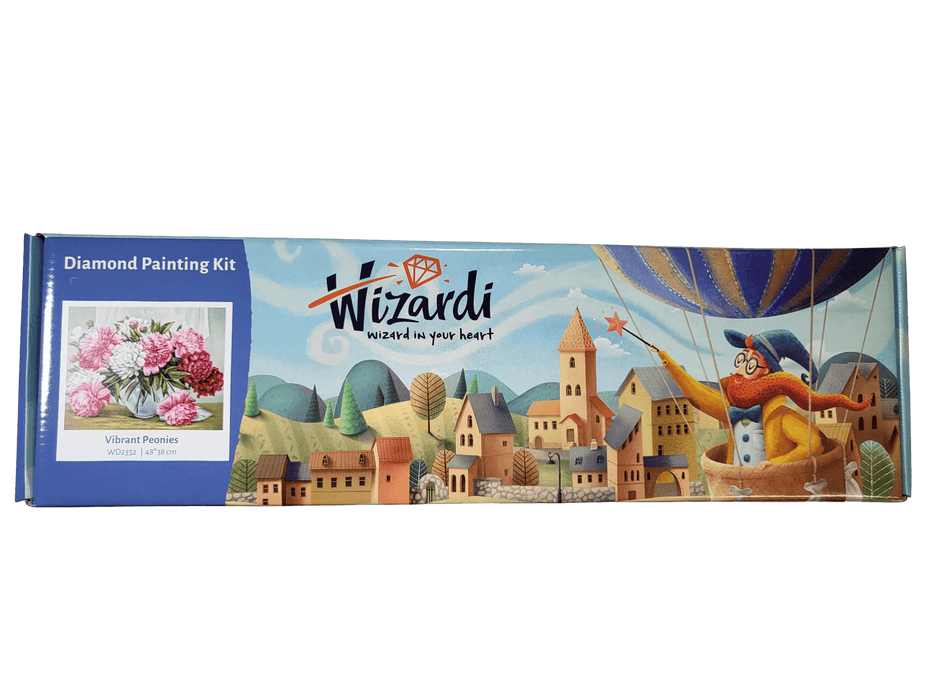 Vibrant Peonies WD2352 18.9 x 14.9 inches Wizardi Diamond Painting Kit - Wizardi